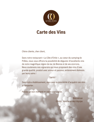 Carte des vins accueil